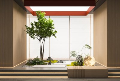 现代室内景观造景3D模型下载